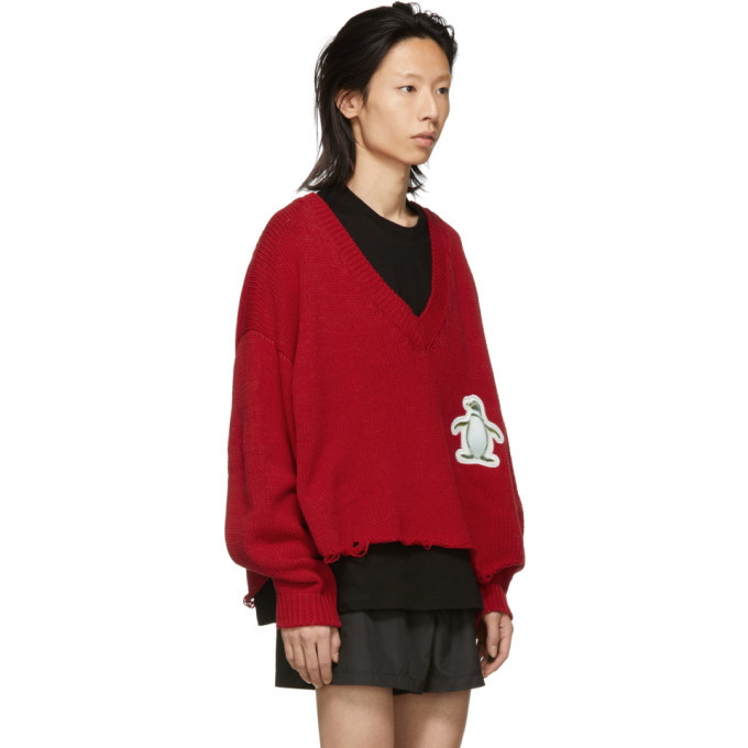 Doublet Red 3D Patch Cut-Off Sweater Doublet