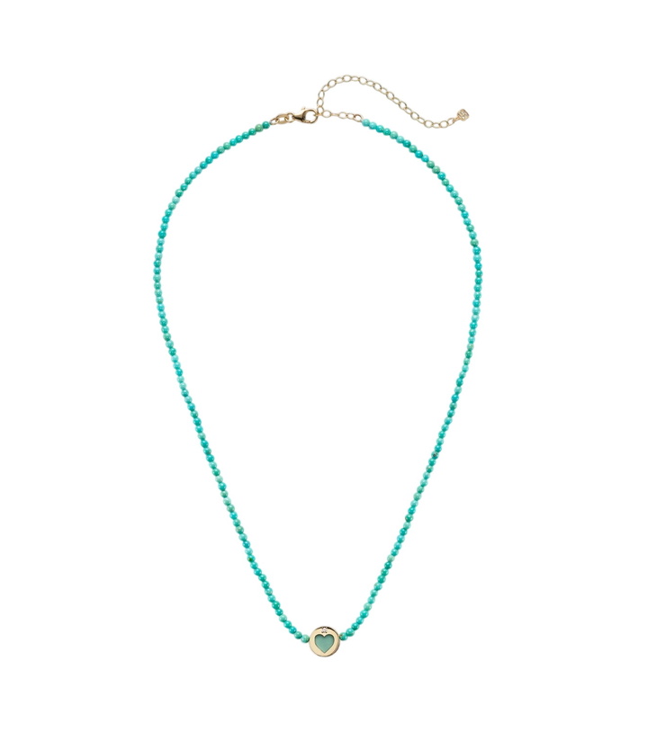 Photo: Sydney Evan Icon Heart 14kt gold beaded necklace with turquoise and diamond