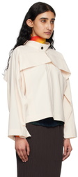 132 5. ISSEY MIYAKE Off-White Flat Tuck Jacket