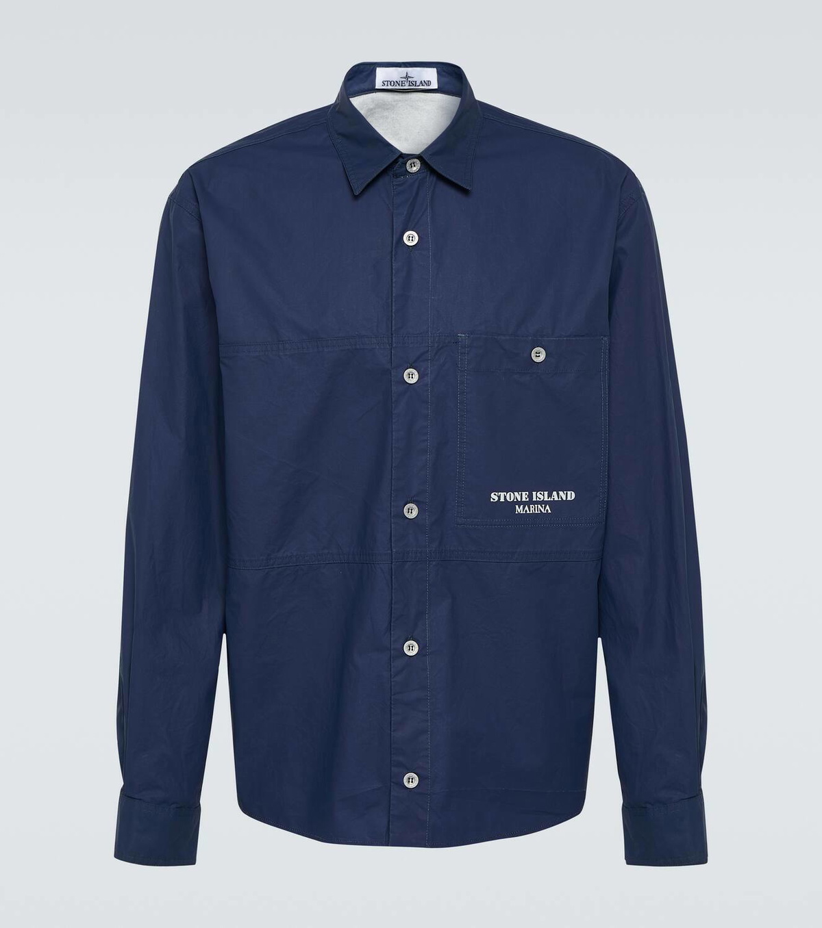 STONE  MARINA ストーンアイランド シャツ M 96ss Light Blue Oversized-fit short-sleeve T-shirt with printed bands