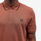 Fred Perry Men's Twin Tipped Polo Shirt - Made in England in Whisky Brown/Dark Varamel/Black