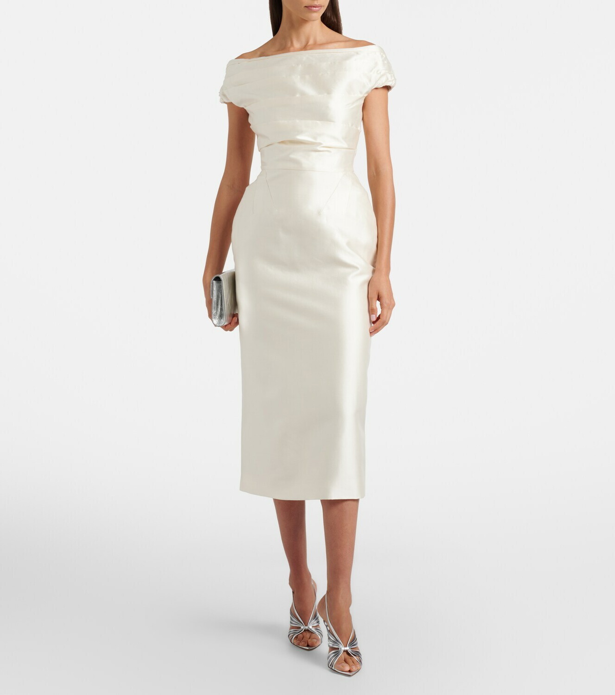 Rachel Gilbert Bronte off-shoulder wool and silk cocktail dress