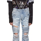 Balmain Blue Classic Biker Jeans