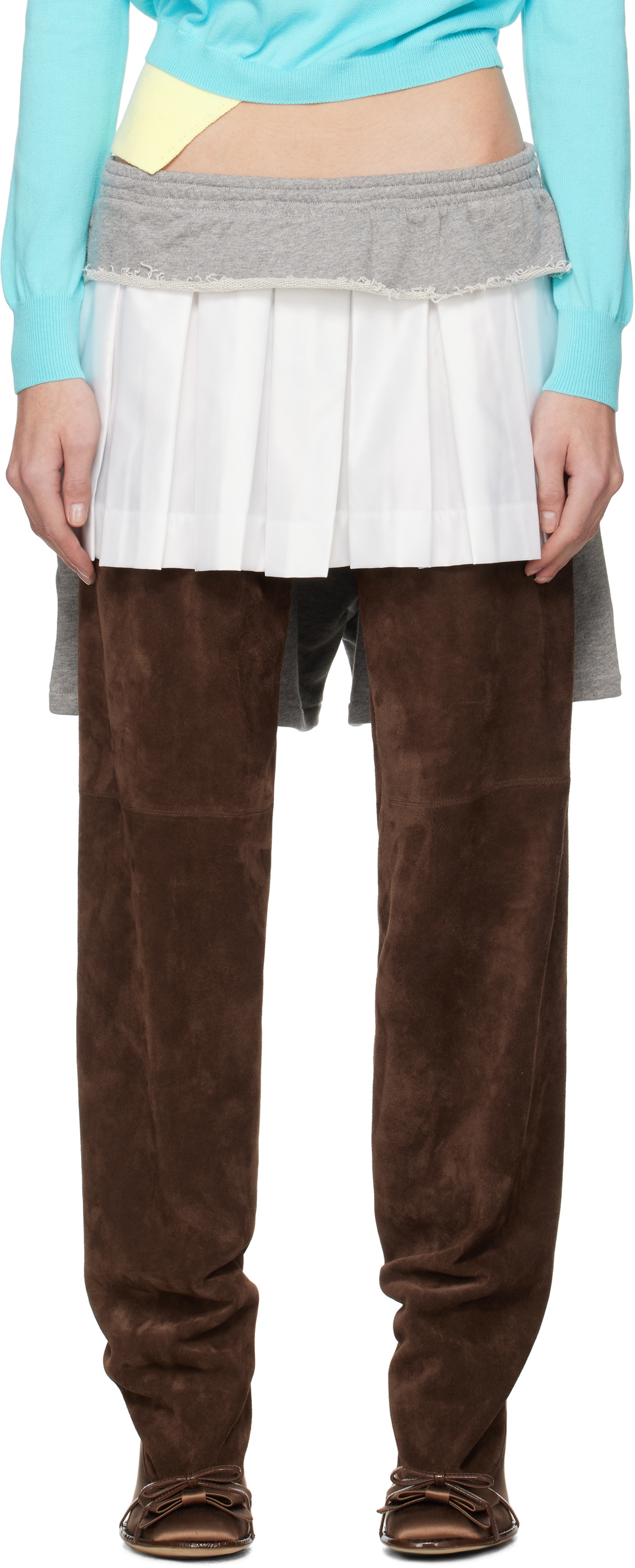 ALL-IN White & Gray Sweatshort Miniskirt
