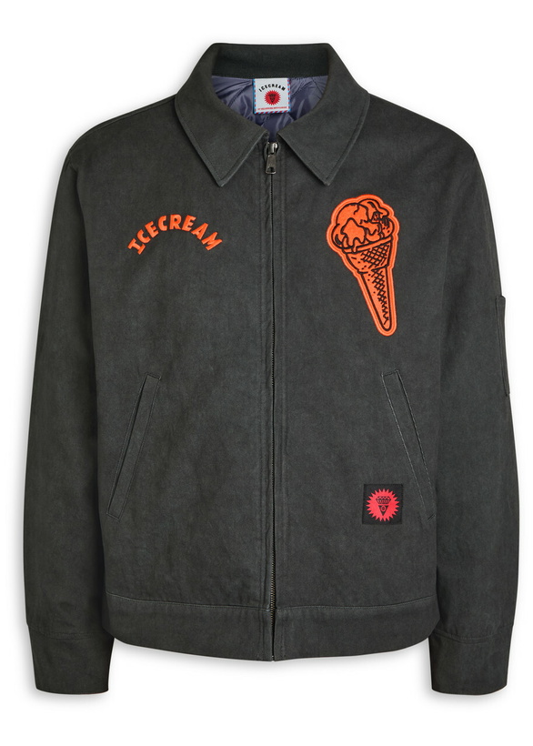 Photo: Ice Cream Cone Patch Work Canvas Jacket Black