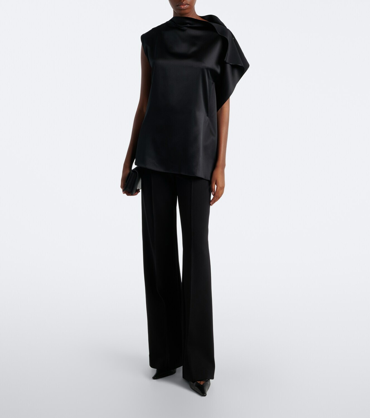Sportmax Ruffled silk satin top