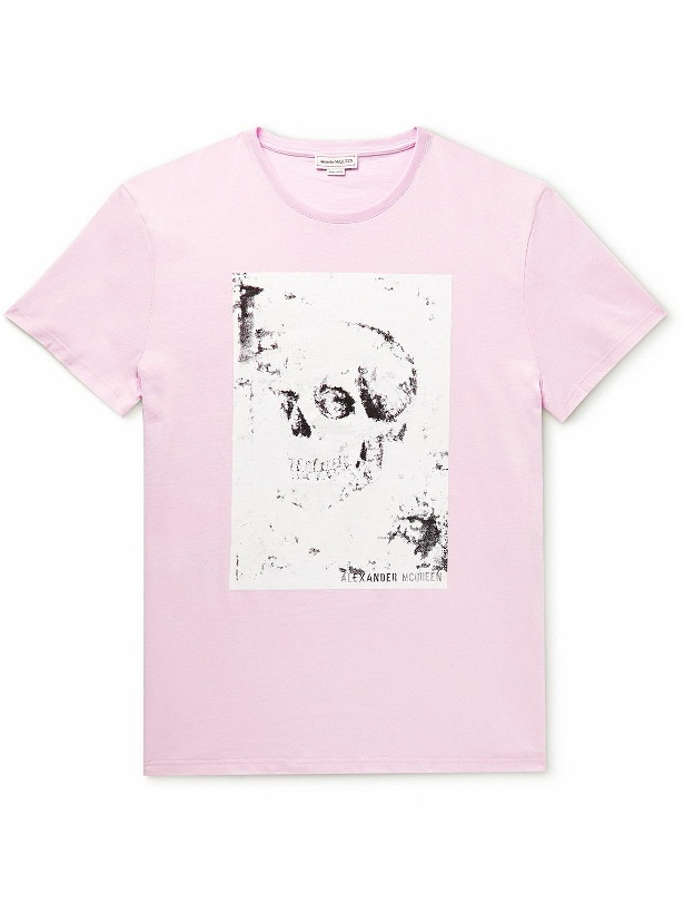 Photo: Alexander McQueen - Printed Cotton-Jersey T-Shirt - Pink