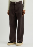 Jil Sander Belted Wide-leg Wool Trousers Brown