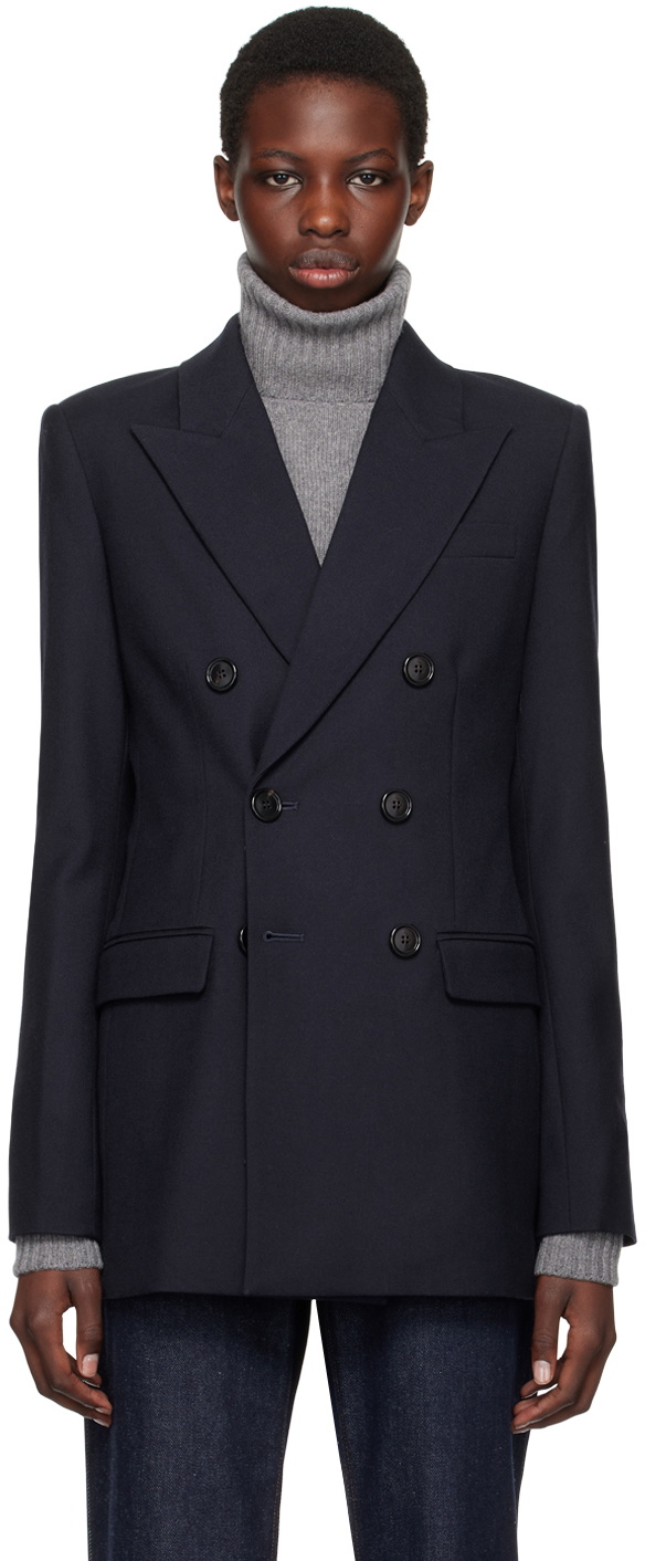 ジャケット AMI PARIS FW24 DOUBLE BREASTED JACKET (FBV217 WV00480511) AMI Paris Navy Double-Breasted Blazer AMI