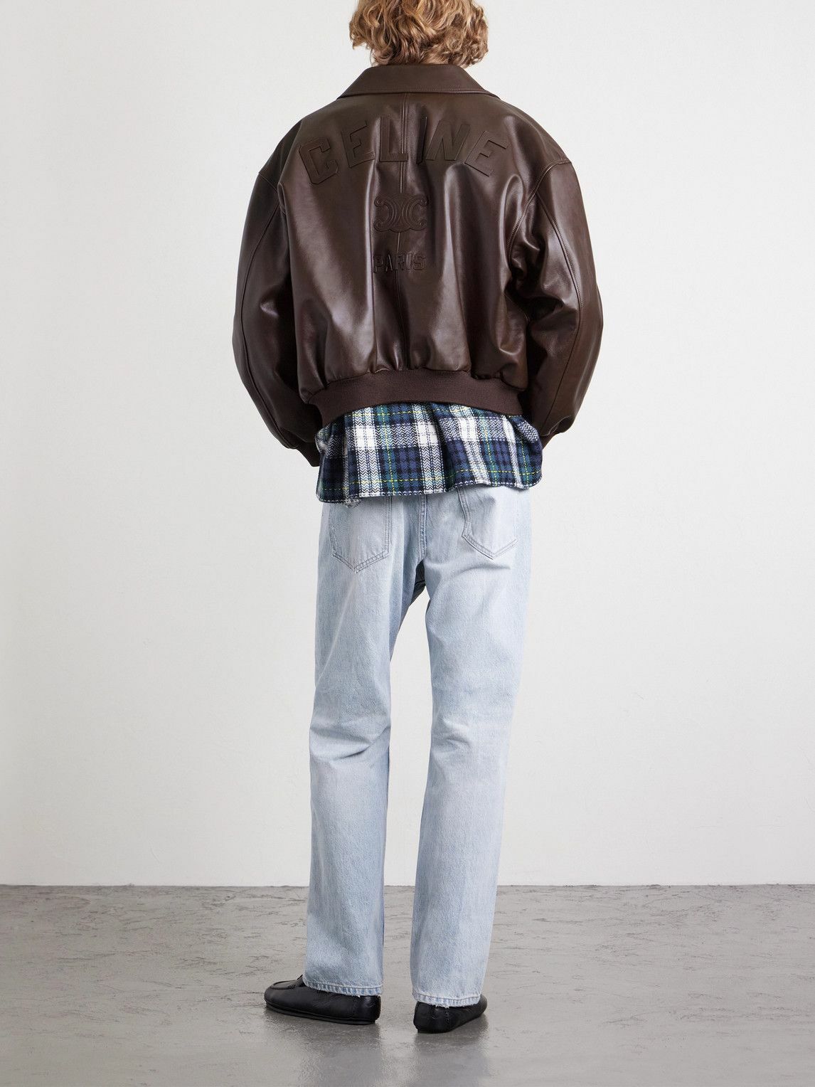 CELINE - Leather Blouson Jacket - Brown