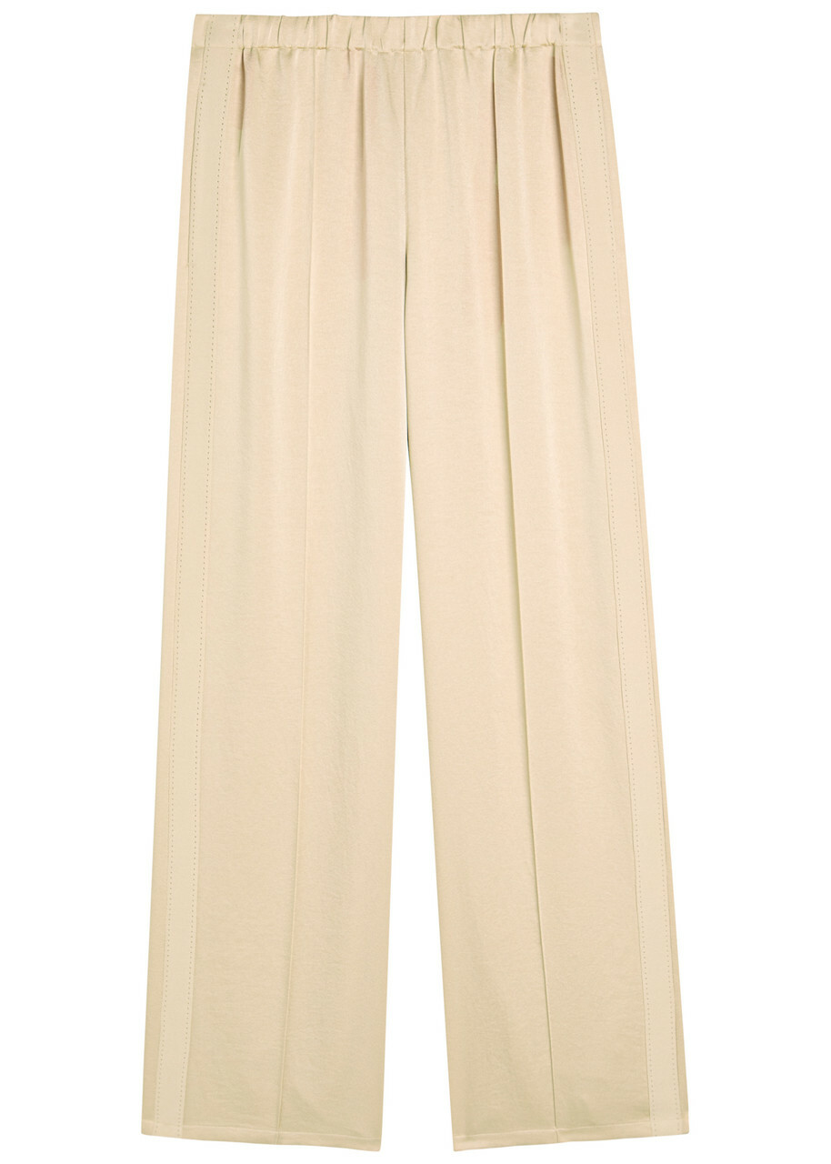 Vince Pintucked Satin-crepe Trousers Cream
