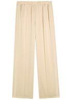 Vince Pintucked Satin-crepe Trousers Cream