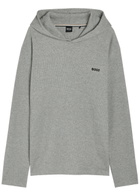Boss Waffle Hooded Cotton-blend Sweatshirt Grey