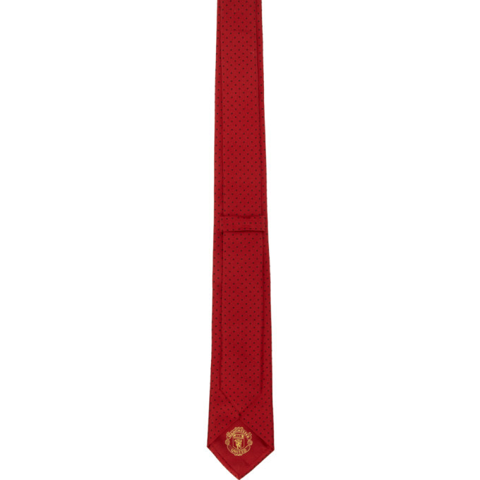 Paul Smith Red and Black Manchester United Edition Polka Dot Tie