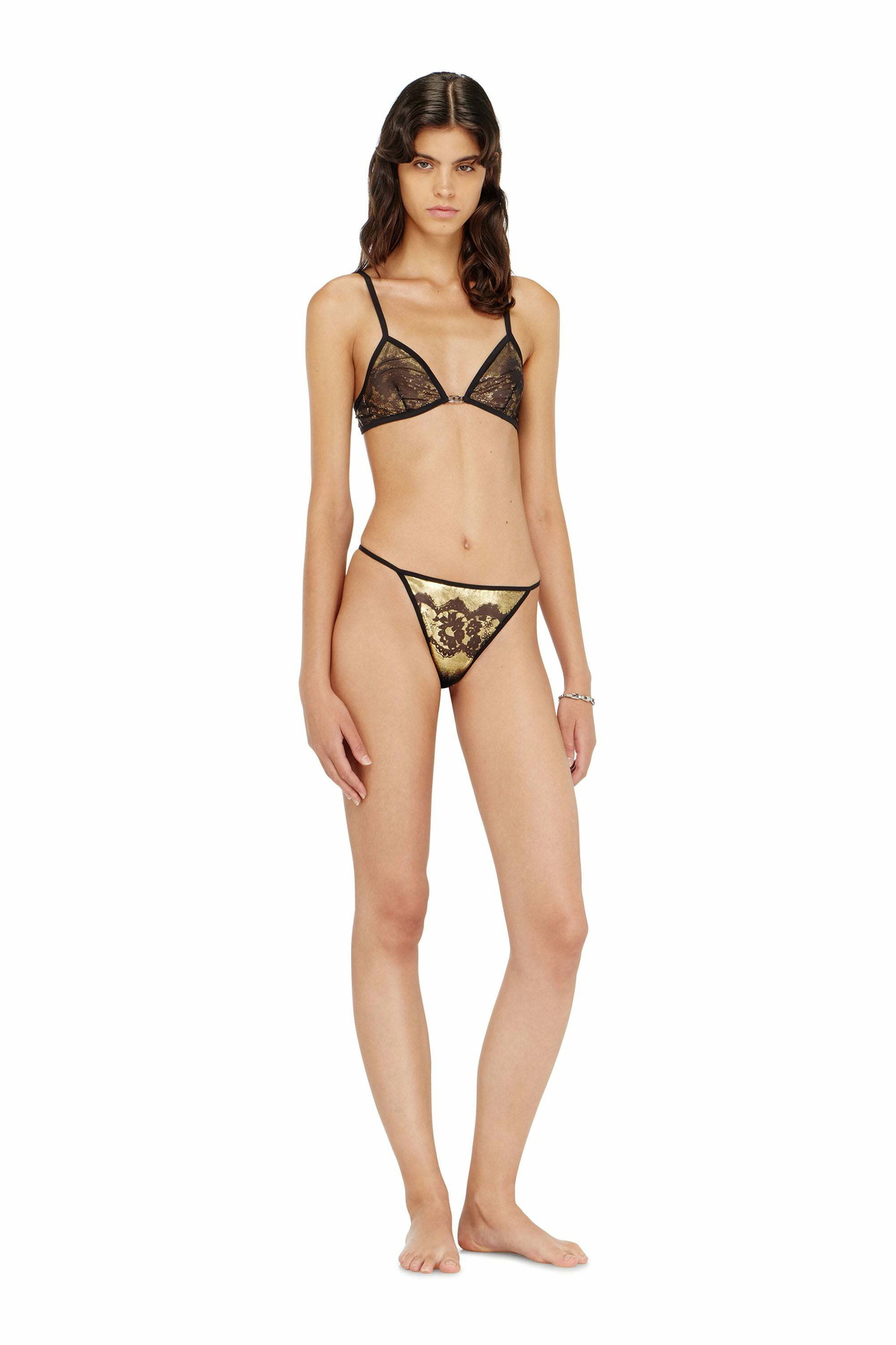 Diesel Stretch-tulle bra with metallic effect - Bras - Woman -