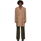 Lemaire Tan Wool Double-Breasted Coat