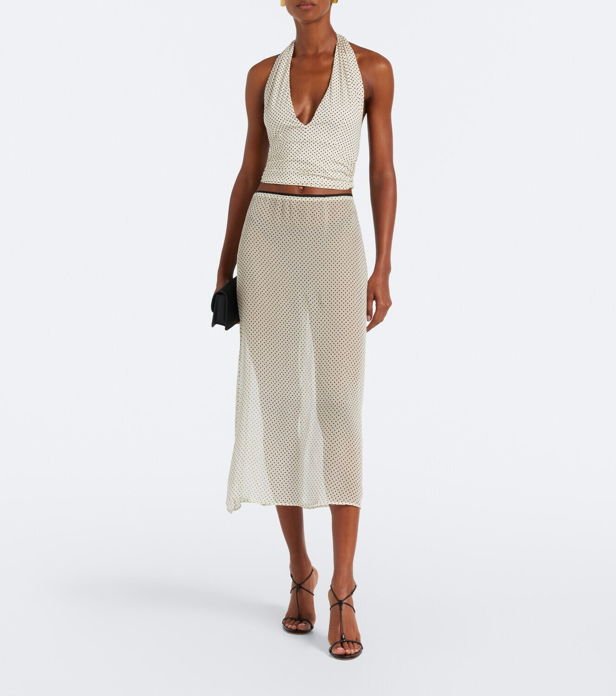 Hunza G Polka-dot halterneck crop top