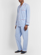 ISAIA - Piped Prince of Wales Checked Cotton Pyjama Set - Blue