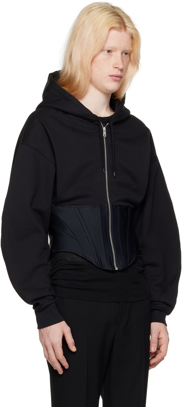 Mugler Black Corseted Hoodie Mugler