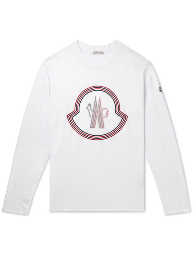 Photo: Moncler - Logo-Detailed Ripstop-Trimmed Cotton-Jersey T-Shirt - White