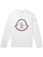 Moncler - Logo-Detailed Ripstop-Trimmed Cotton-Jersey T-Shirt - White