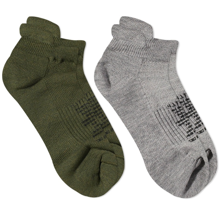 Photo: Satisfy Men's 2-Pack Merino Low Socks in Heather Grey/Olive