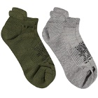 Satisfy Men's 2-Pack Merino Low Socks in Heather Grey/Olive