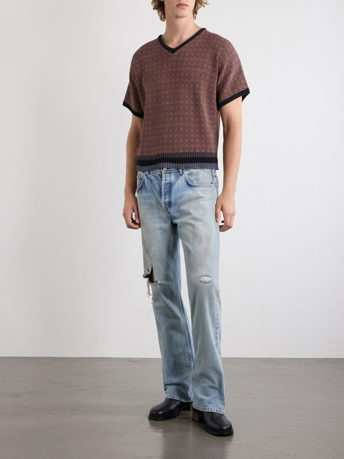 Enfants Riches Déprimés - Vienna Cotton-Jacquard Sweater - Burgundy