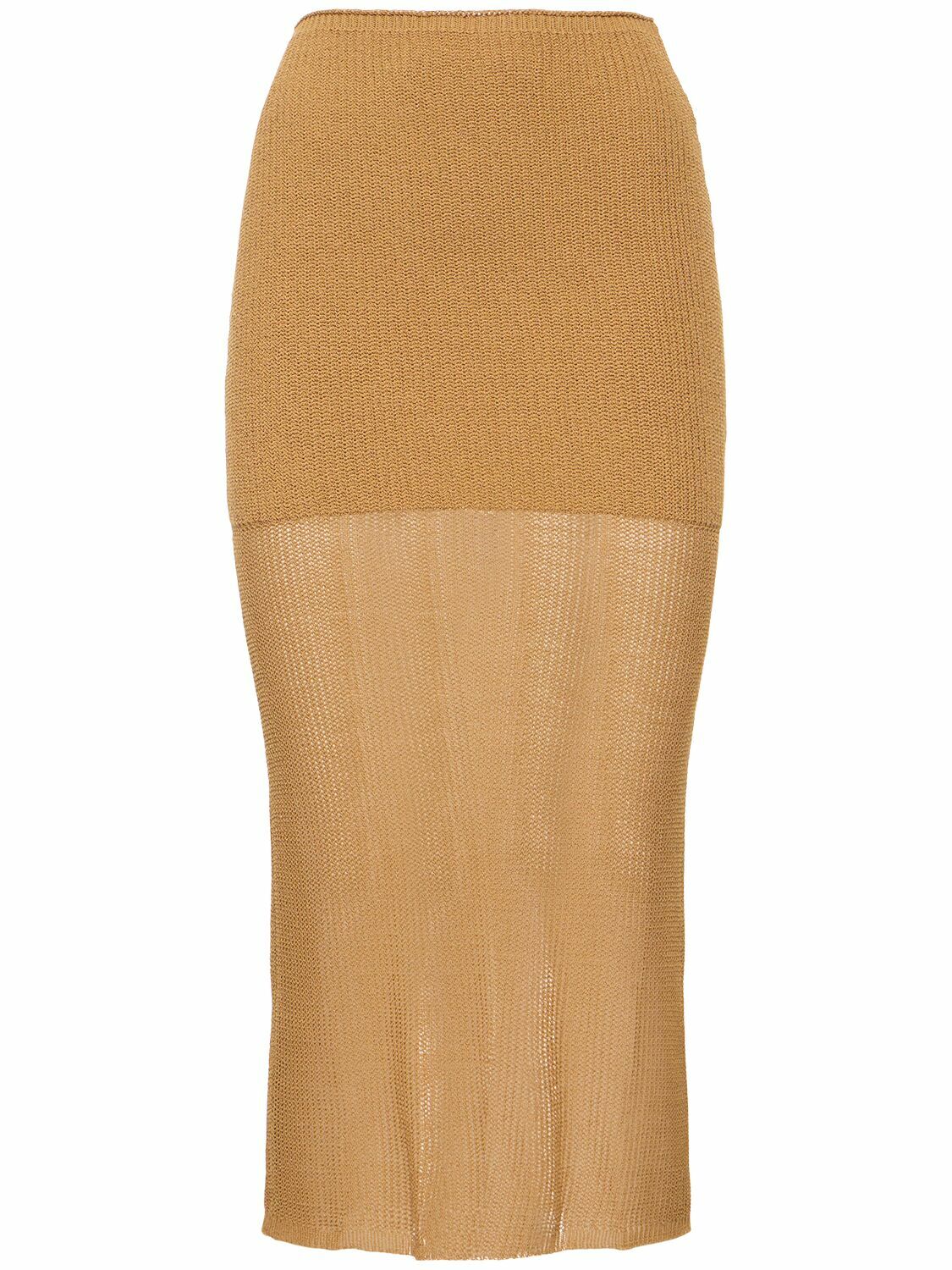 WEWOREWHAT Cotton Blend Knit Midi Skirt