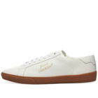 Saint Laurent Men's SL06 Court Leather Signature Sneakers in White/Gum