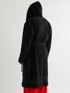BALENCIAGA - Logo-Embroidered Cotton-Terry Hooded Robe - Black