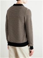 Mr P. - Striped Wool Polo Shirt - Brown