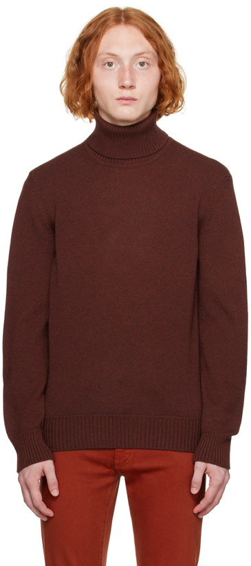 Photo: ZEGNA Burgundy Jacquard Turtleneck