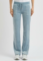 Juicy Couture Del Ray Logo-embroidered Velour Sweatpants Light Blue
