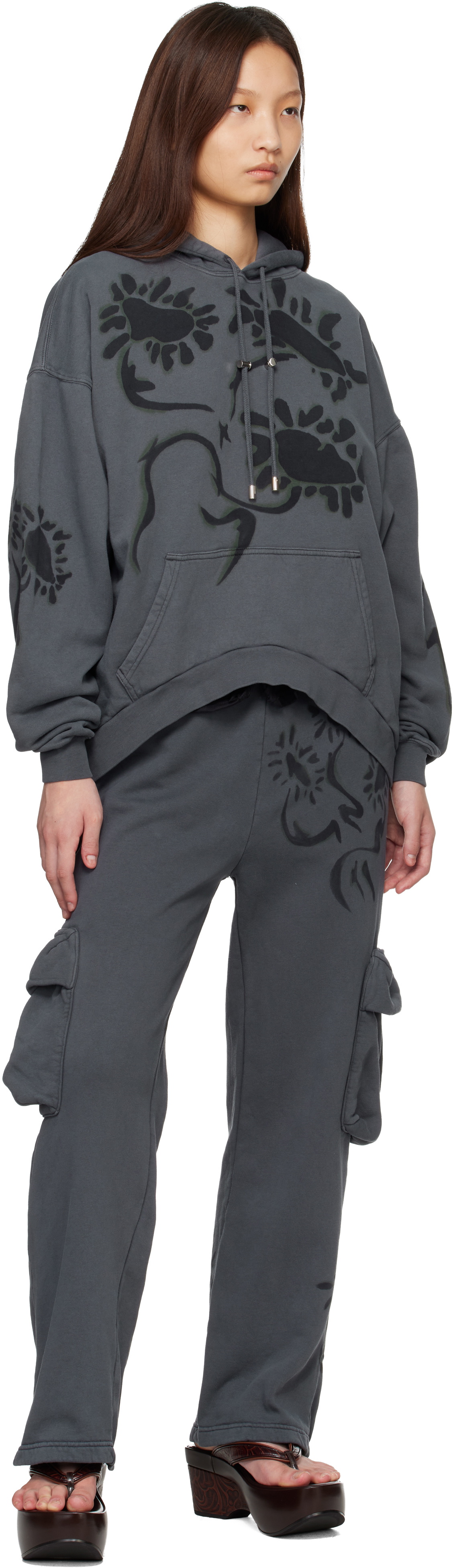 Collina Strada Gray 'Charcoal Daisies' Lounge Pants