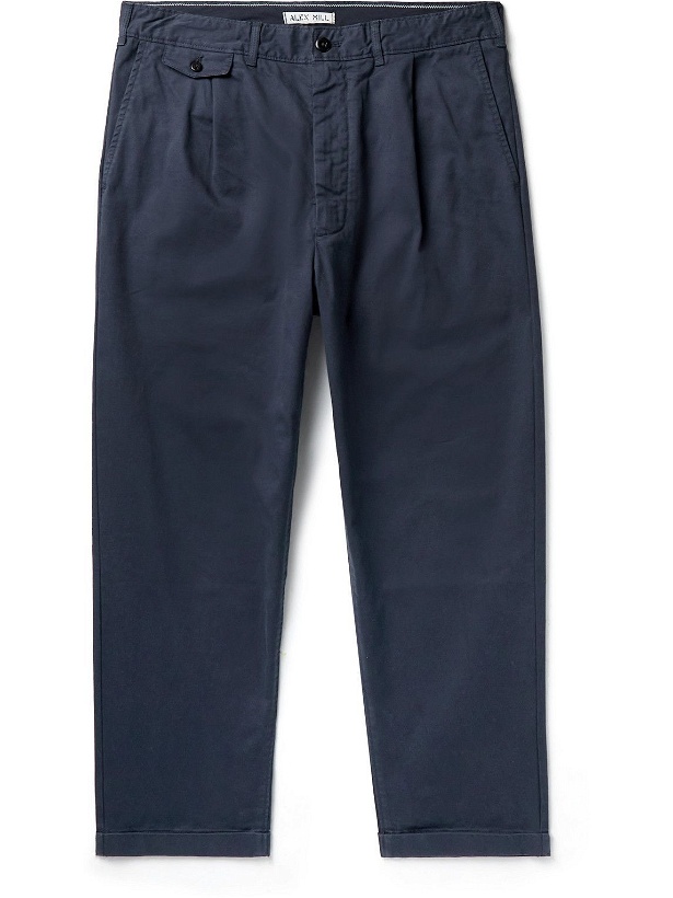 Photo: Alex Mill - Cropped Tapered Cotton-Blend Twill Chinos - Blue