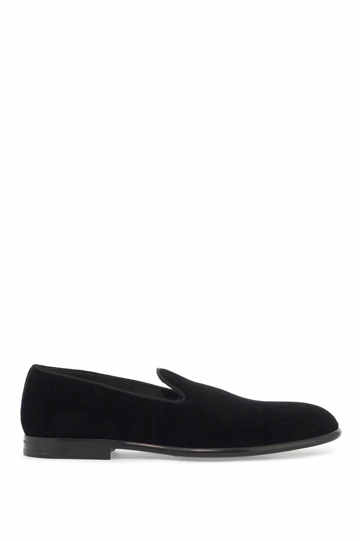 Dolce & Gabbana Black Velvet Loafers Formal Shoes