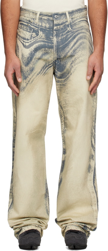 Photo: CAMPERLAB Beige Distorted Print Jeans