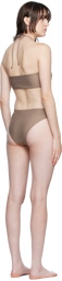 Rosetta Getty SSENSE Exclusive Taupe Cut-Out One-Piece Swimsuit