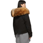 Mr and Mrs Italy Black Down Fur Cropped Jazzy Jacket