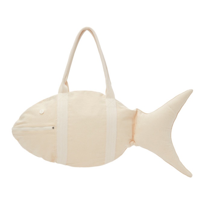 Bode Off-White Canvas Fish Bag Bode