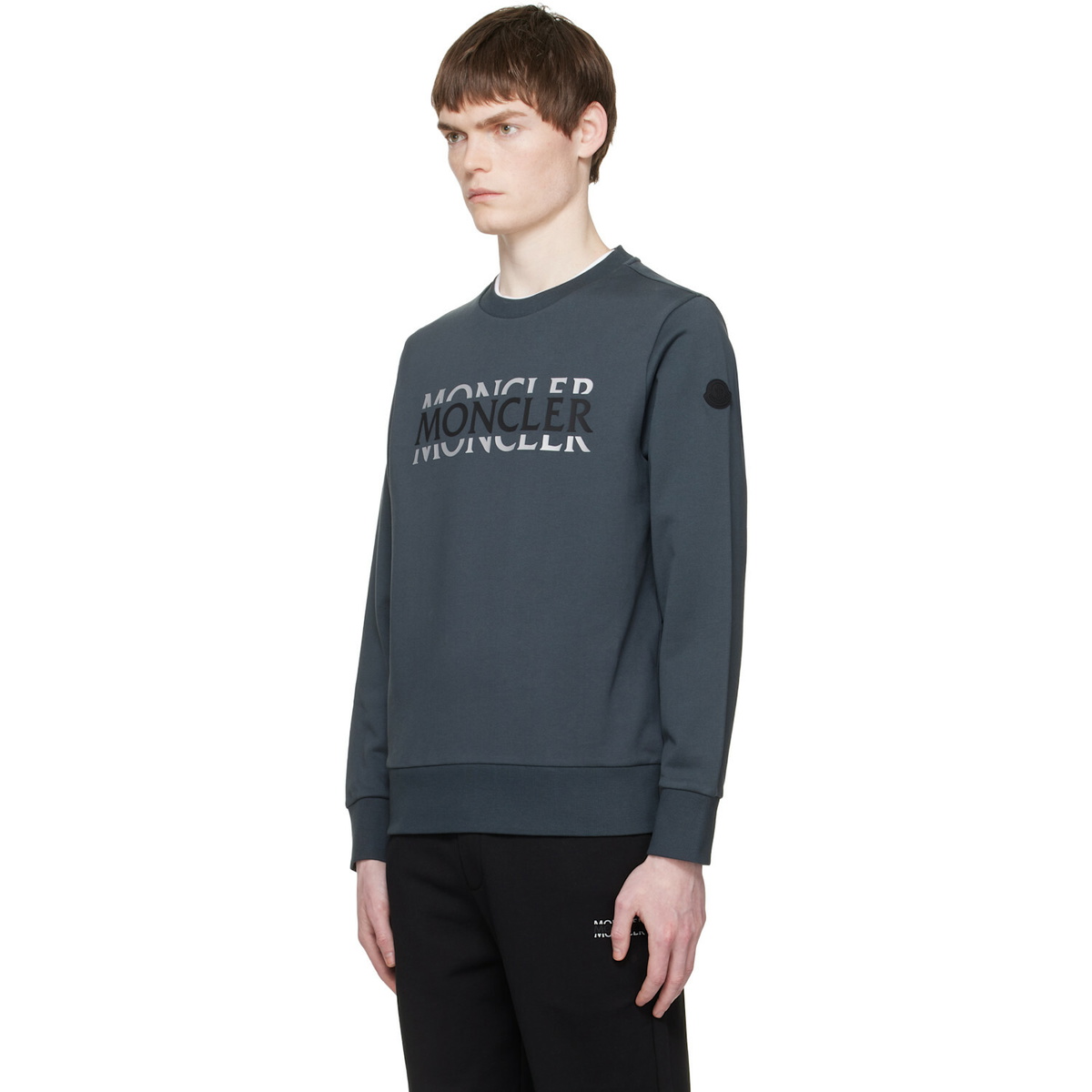 Moncler Gray Logo Cotton Jersey Long Sleeve Sweatshirt