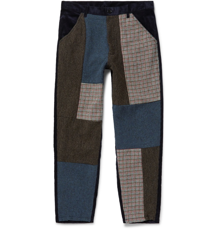 Photo: Comme des Garçons SHIRT - Patchwork Wool-Trimmed Cotton-Corduroy Trousers - Blue