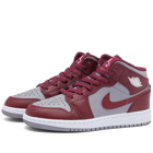 Air Jordan 1 Mid GS Sneakers in Cherrywood Red/White