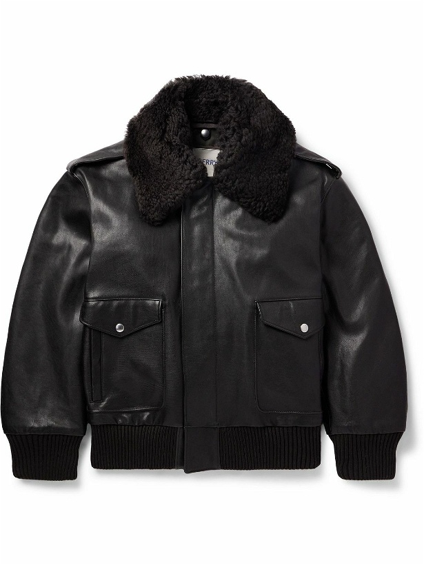 Photo: Burberry - Shearling-Trimmed Full-Grain Leather Bomber Jacket - Brown