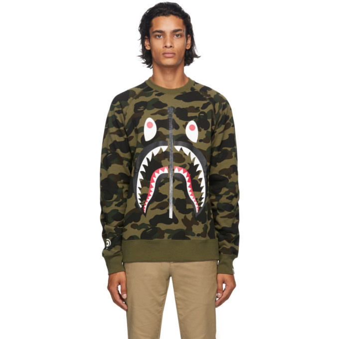 Photo: BAPE Green 1st Camo Shark Sweatshirt