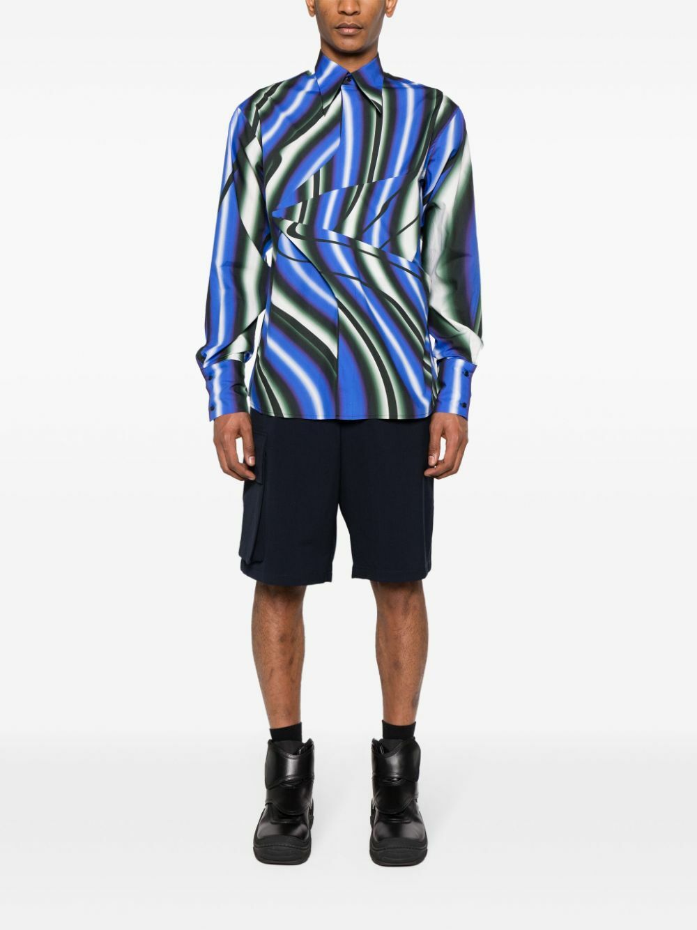 Bianca Saunders Blue Trip Graphic-Print Shirt