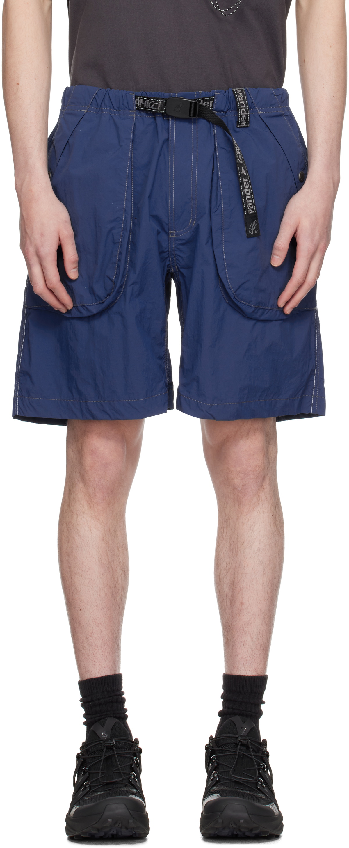 and wander Blue Gramicci Edition Brushed Nylon Shorts