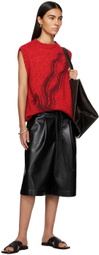 LU'U DAN Black Pleated Faux-Leather Shorts