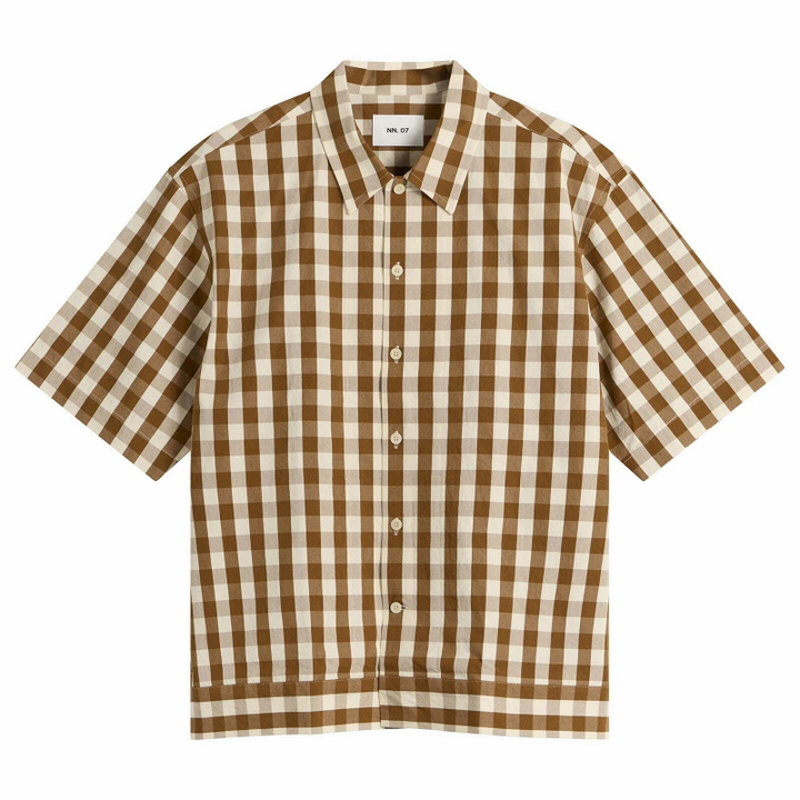 Photo: NN07 Men's Reed Boxy Short Sleeve Shirt in Brown Check
